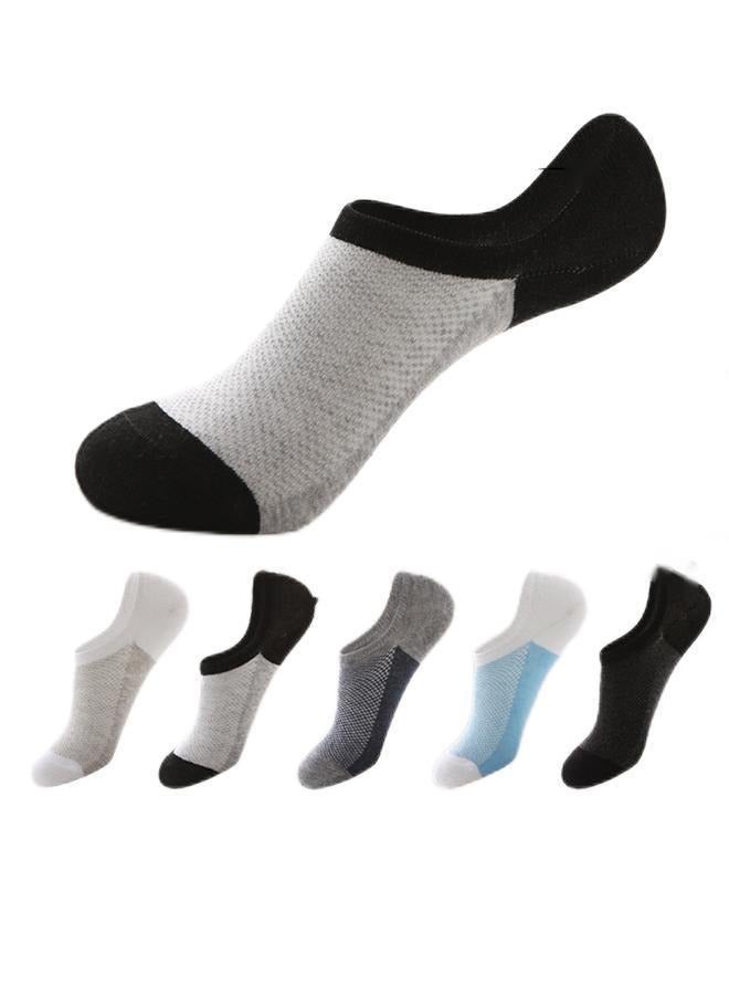 5 أزواج من الجوارب الرجالية غير المرئية، جوارب شبكية قابلة للتنفس، جوارب قارب رجالية لجميع المواسم، جوارب قطنية مضادة للبكتيريا ومزيلة للروائح الكريهة - Image 1