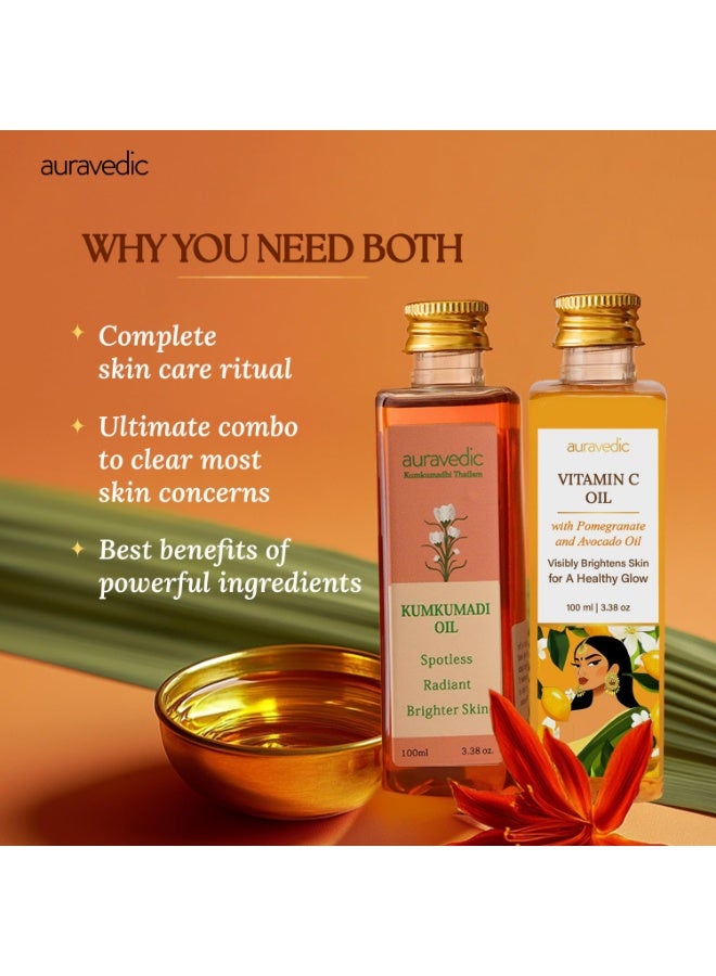 Auravedic Kumkumadi Thailam oil 100ml & Vitamin C Face Oil 100m - Image 4