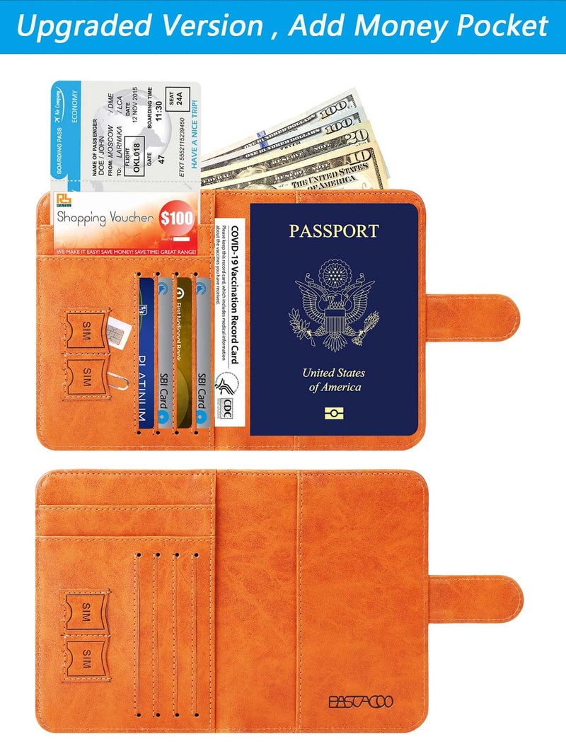 PASCACOO Passport Holder Cover Wallet RFID Blocking Leather Card Case Travel Accessories for Women Men (Claybank) - Image 4