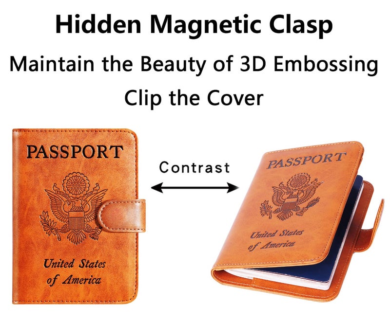 PASCACOO Passport Holder Cover Wallet RFID Blocking Leather Card Case Travel Accessories for Women Men (Claybank) - Image 3