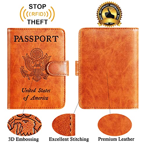 PASCACOO Passport Holder Cover Wallet RFID Blocking Leather Card Case Travel Accessories for Women Men (Claybank) - Image 2