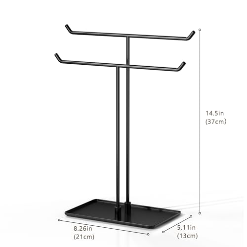 Bussdis Necklace Stand: Black Metal Necklace Organizer for Home Decor - Image 5
