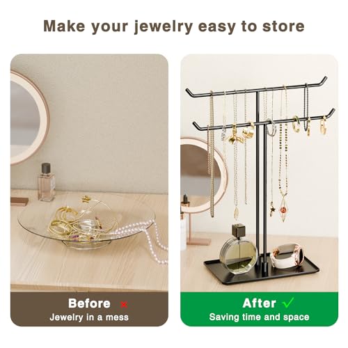 Bussdis Necklace Stand: Black Metal Necklace Organizer for Home Decor - Image 4