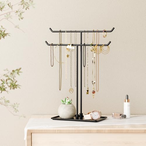 Bussdis Necklace Stand: Black Metal Necklace Organizer for Home Decor - Image 2