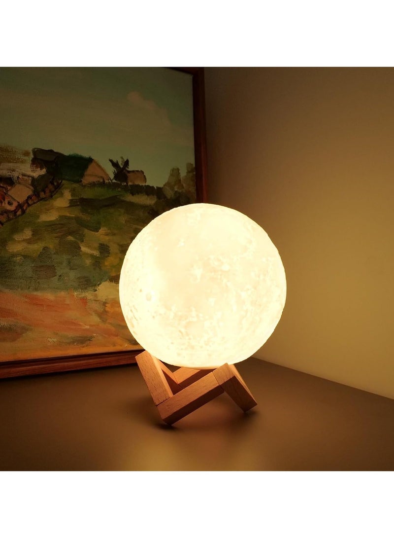 Rechargeable 3D Printed Moon Light – 16 Colors RGB with Stand & Remote - Image 3