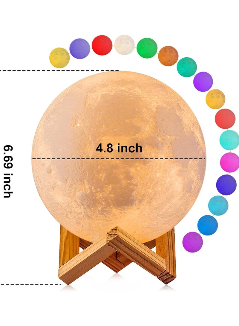 Rechargeable 3D Printed Moon Light – 16 Colors RGB with Stand & Remote - Image 2