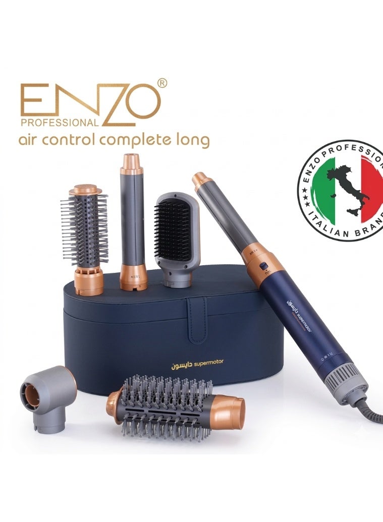 ENZO EN-4133 6-in-1 Hair Dryer Brush & Multi Styler – Ionic Hot Air Blow Dryer, Hair Straightener, Curler & Volumizing Brush – ShinyBlue - Intl Version - Image 1