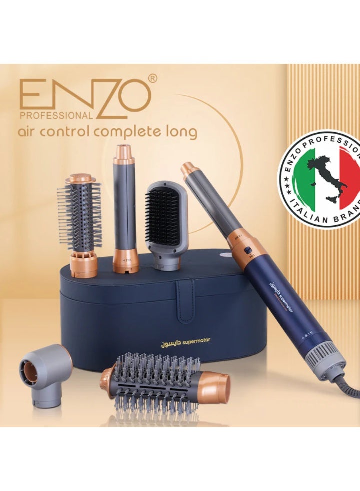 ENZO EN-4133 6-in-1 Hair Dryer Brush & Multi Styler – Ionic Hot Air Blow Dryer, Hair Straightener, Curler & Volumizing Brush – ShinyBlue - Intl Version - Image 2