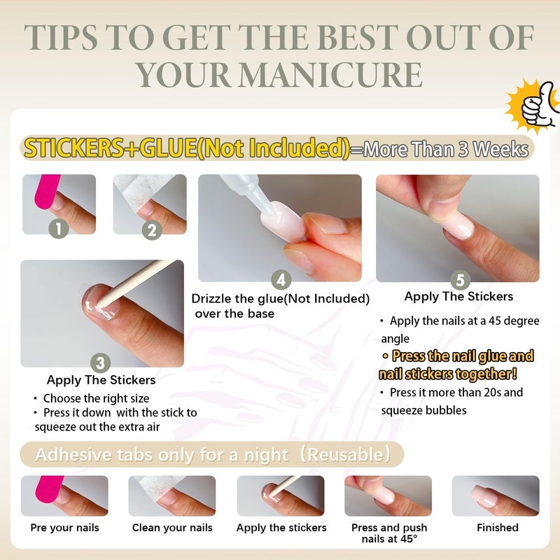 KQueenest Ombre Pink Press on Nails Long Square Shaped Gradient French Fake Nails Press Ons, Natural Gel Square Tips - 24 Pcs Coffin Acrylic False Nails Set for Women Daily Wear - Image 5