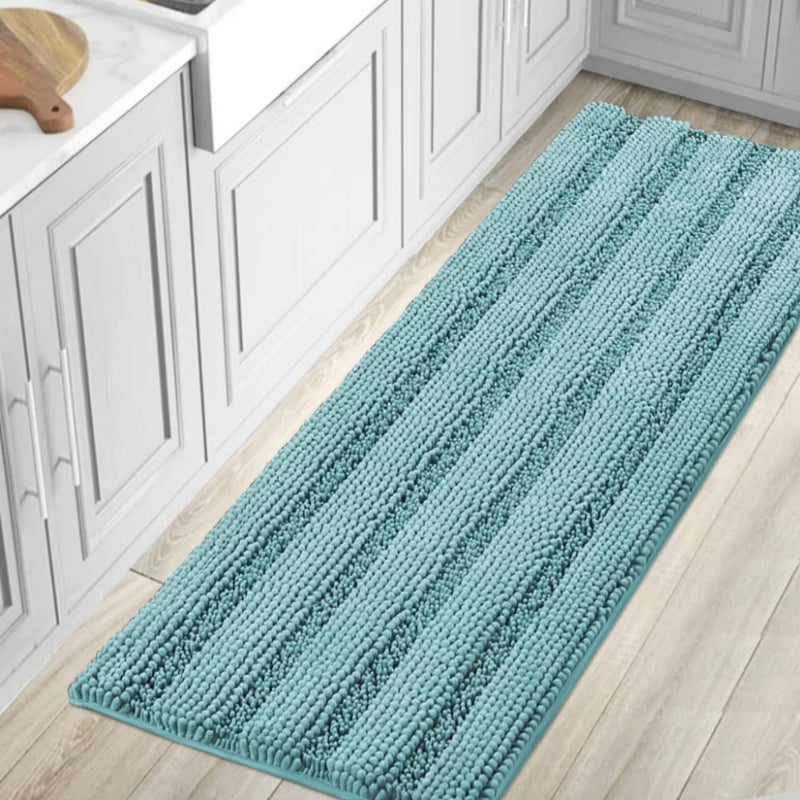 HVERSAILTEX Bathroom Rugs Bath Mat Runner Rug Non Slip Kitchen Rug Extra Long Bath Rug Runners Oversized 59 x 20 Absorbent Washable Dry Fast Plush Area Rug for BathroomBedroom Aqua Haze