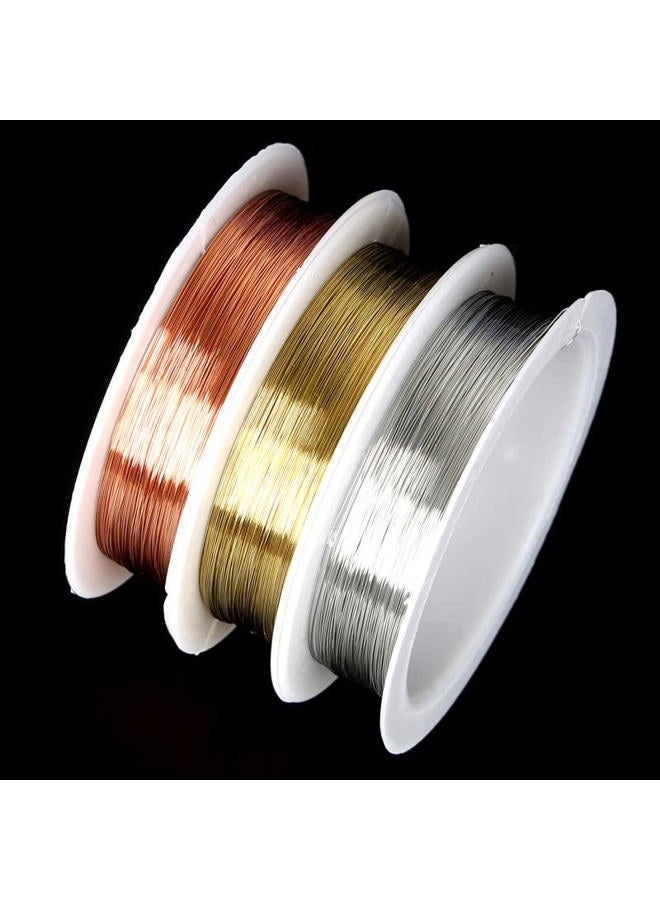 Basoteeuo 3 Rolls Jewelry Beading Wires, 0.25mm/ 30 Gauge Tarnish Resistant Copper Wires for Jewelry Making Supplies and Craft - Image 2