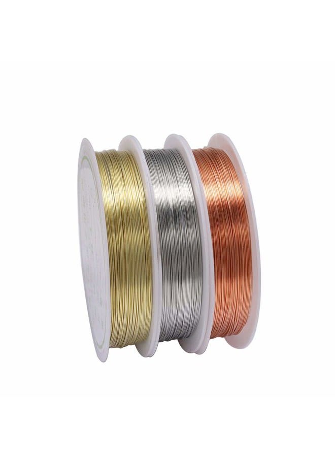 Basoteeuo 3 Rolls Jewelry Beading Wires, 0.25mm/ 30 Gauge Tarnish Resistant Copper Wires for Jewelry Making Supplies and Craft - Image 1