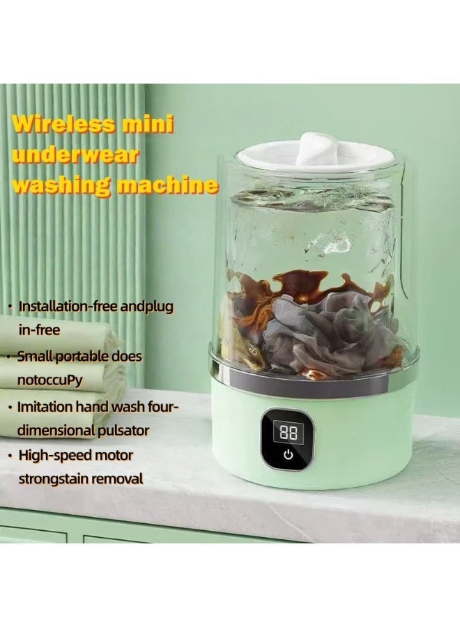 الغسالة اللاسلكية الصغيرة للملابس الداخلية - جهاز تنظيف كهربائي محمول ومضغوط للبناطيل والصنادل مع طريقتين غسيل، عمر بطارية طويل ومذبذب رباعي الأبعاد - Image 1