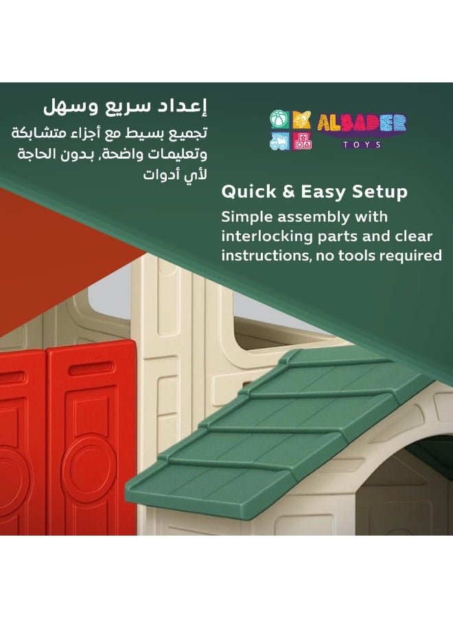 البدر منزل للاطفال من البدر مع غرفة، مجموعة لعب للاطفال في الهواء الطلق بالوان متعددة، بيت لعب بلاستيكي للاطفال، بيت لعب للاماكن الداخلية والخارجية، منزل كبير للاطفال، مصنوع من البلاستيك المقاوم - Image 4