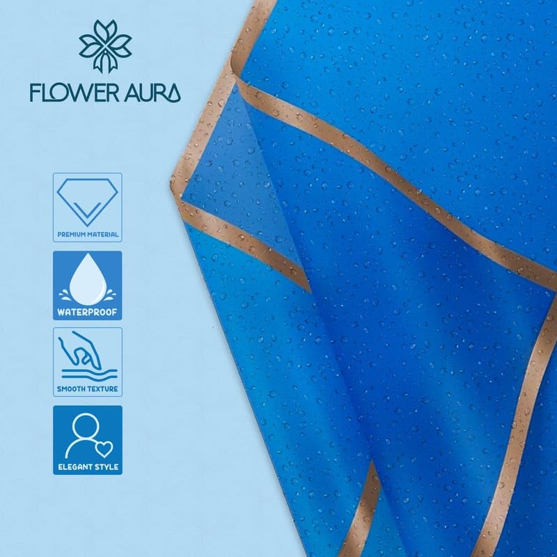 FlowerAura Designer Waterproof Blue With Golden Border Korean Wrapping Paper For Flower Bouquet Wrapping Paper, Gift Wrapping Paper, DIY Handmade Paper, Artistic & Florist Creation Paper (Set of 20) - Image 5