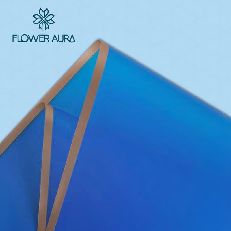FlowerAura Designer Waterproof Blue With Golden Border Korean Wrapping Paper For Flower Bouquet Wrapping Paper, Gift Wrapping Paper, DIY Handmade Paper, Artistic & Florist Creation Paper (Set of 20) - Image 4