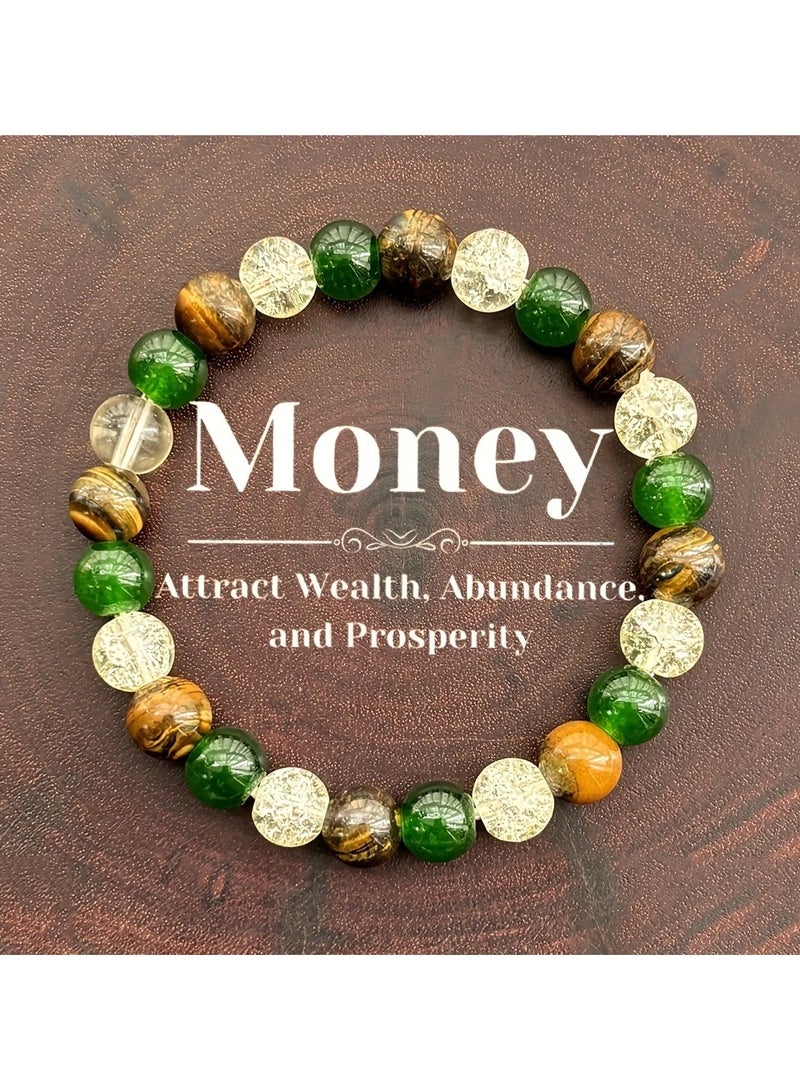 Goolsky 1pc/Prosperity And Abundance Natural Stone Tiger Eye Stone Handmade Women Stretch Bracelet Encourage Success Personal Strength Jewelry Gift - Image 1