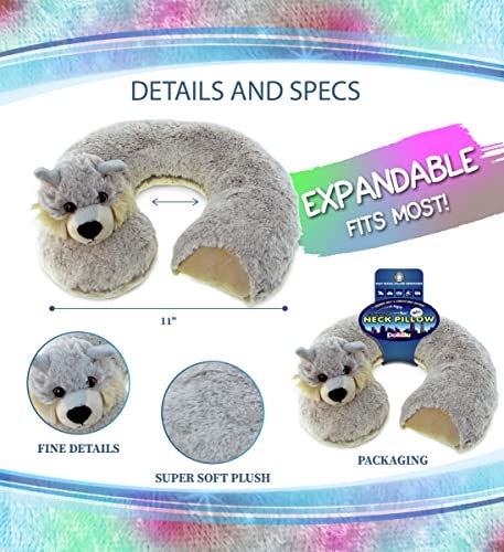 Puzzled DolliBu Wolf Plush Neck Pillow Soft Travel Neck Pillow Animal for Neck Head Support Cute Wild Life Stuffed Pillow Accessory for Naps Novelty Stuffed Animal Headrest for Kids Adults - Image 5