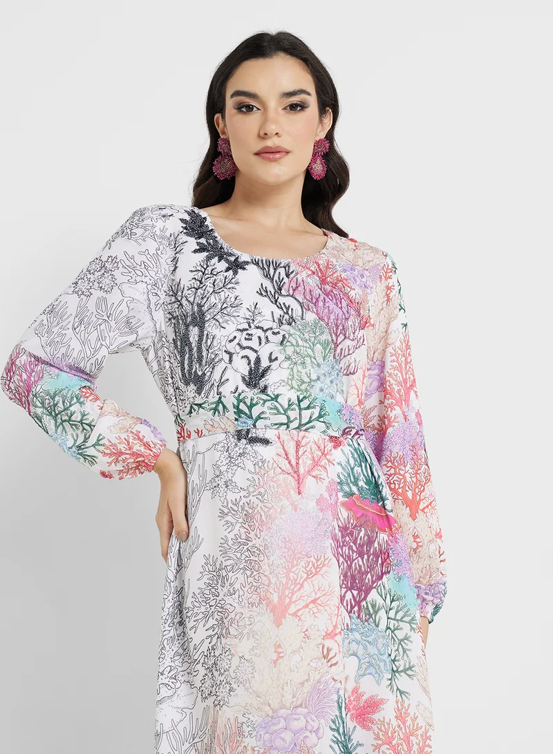 KASHKHA Printed Dress with Embellishment (VDU528)