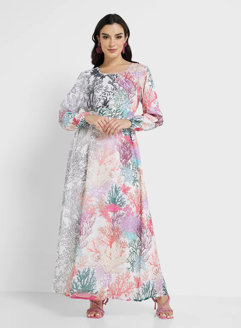 KASHKHA Printed Dress with Embellishment (VDU528)