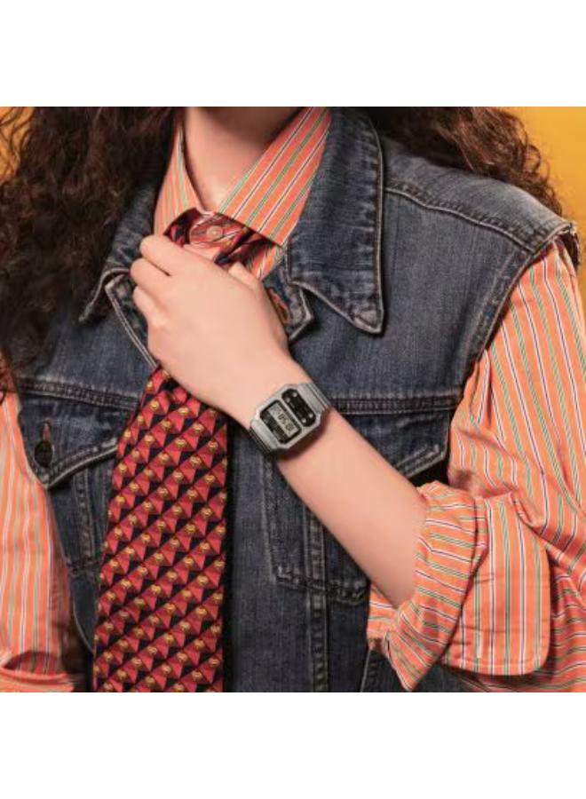 CASIO Unisex Digital Display Watch With Silver Stainless Steel Strap - A100WE-1ADF - Image 5