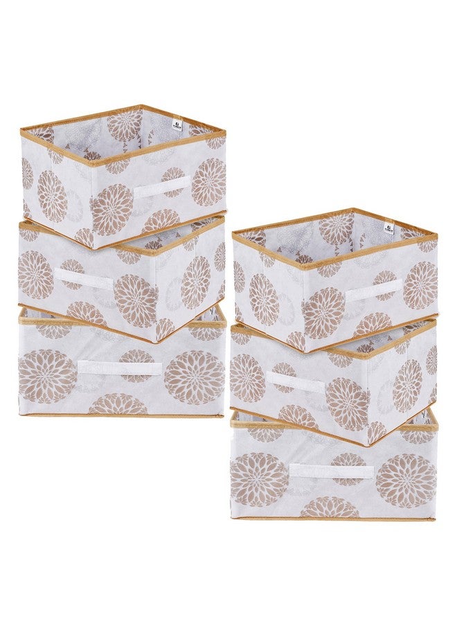 Kuber Industries Pack of 6 Drawer Box | Foldable Clothes Organizer | Storage Bin for Clothes | Wardrobe Organizer for Books-Toys | Closet Storage Box with Handle | Gola-Print | White - Image 1