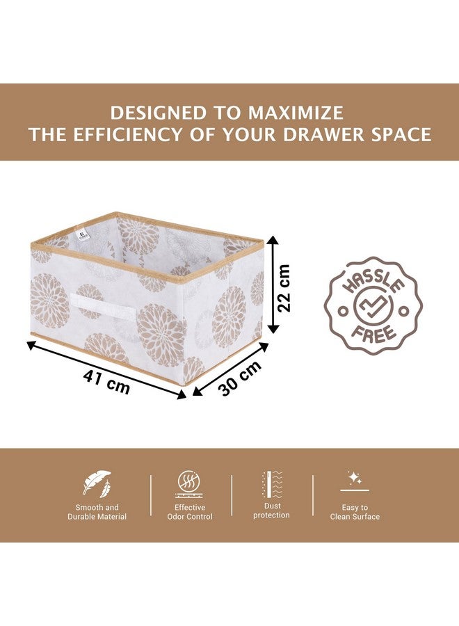 Kuber Industries Pack of 6 Drawer Box | Foldable Clothes Organizer | Storage Bin for Clothes | Wardrobe Organizer for Books-Toys | Closet Storage Box with Handle | Gola-Print | White - Image 3