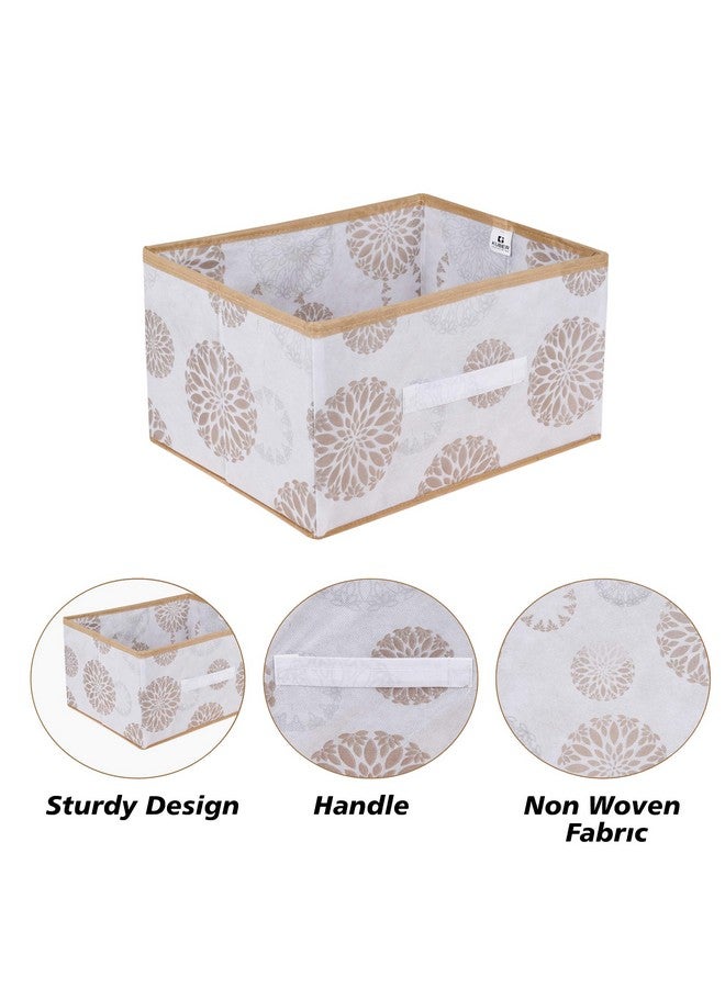 Kuber Industries Pack of 6 Drawer Box | Foldable Clothes Organizer | Storage Bin for Clothes | Wardrobe Organizer for Books-Toys | Closet Storage Box with Handle | Gola-Print | White - Image 2