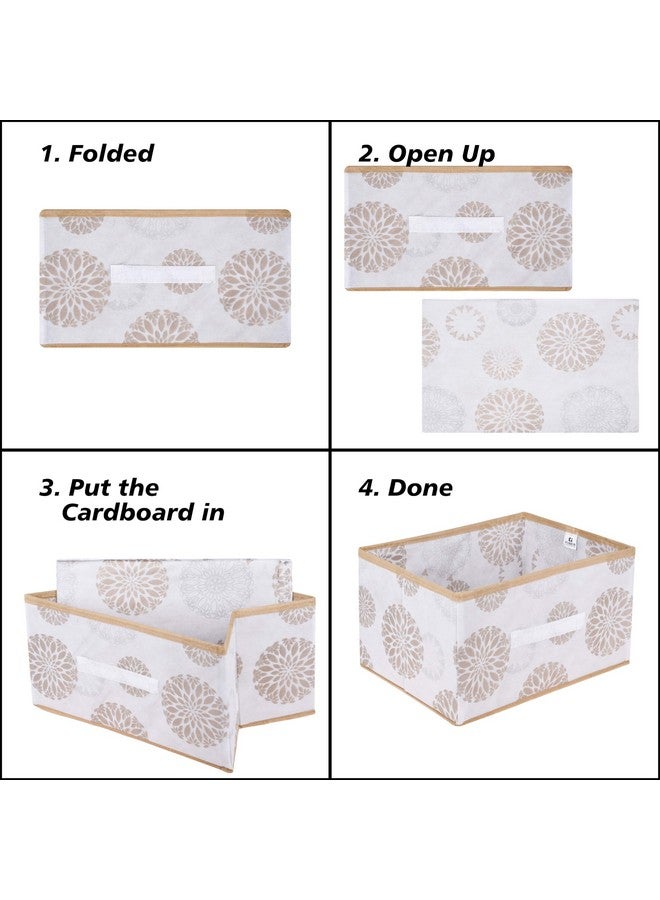 Kuber Industries Pack of 6 Drawer Box | Foldable Clothes Organizer | Storage Bin for Clothes | Wardrobe Organizer for Books-Toys | Closet Storage Box with Handle | Gola-Print | White - Image 4