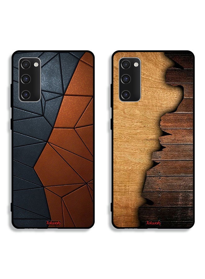 Tolwak Two Cases For Samsung Galaxy S20 FE Protective Covers Leather Pattern and Wooden - Image 1