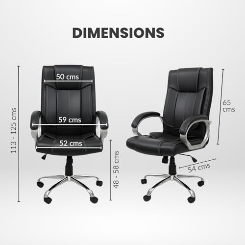 activa Ergonomic Office Chair | Premium Leatherette Boss Chair with Padded Seat & Backrest | Adjustable Height Seat for Work/Study/Gaming (Kylie, Black) - Image 2