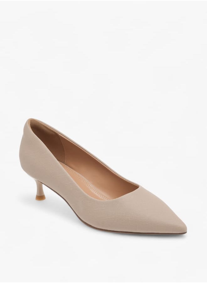 Celeste Womens Solid Slip-On Pumps With Pointed Toe And Kitten Heels  - Image 1