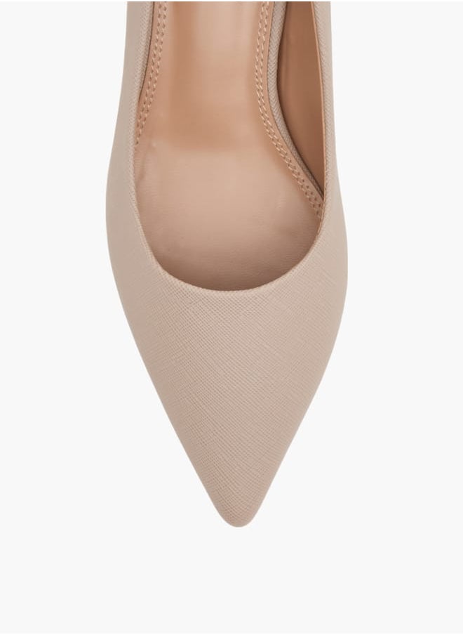 Celeste Womens Solid Slip-On Pumps With Pointed Toe And Kitten Heels  - Image 4
