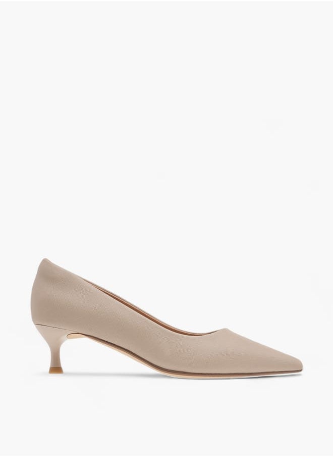 Celeste Womens Solid Slip-On Pumps With Pointed Toe And Kitten Heels  - Image 3