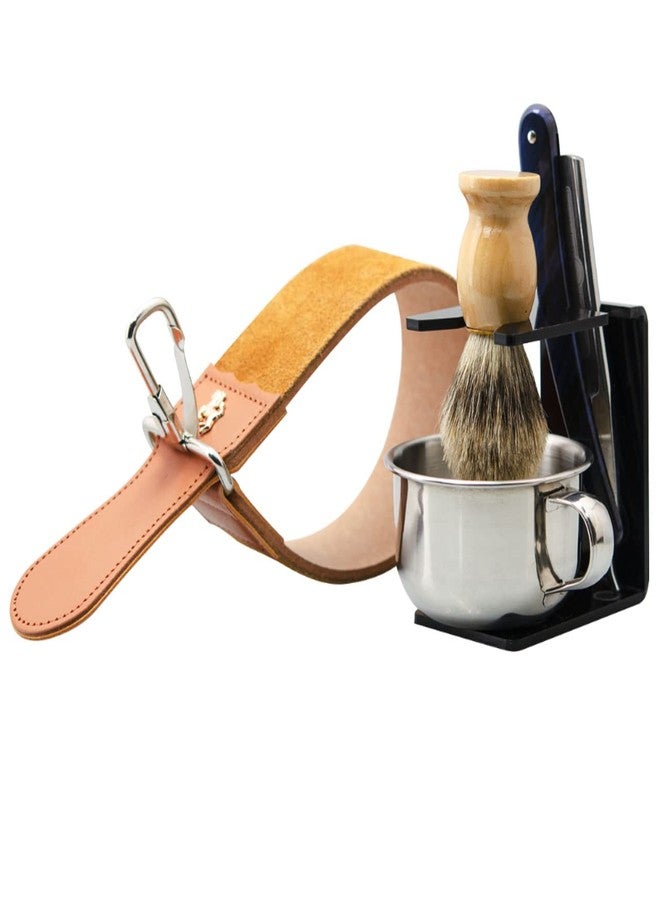 Grandslam Shaving Straight Razor Kit, Steel Cutthroat Straight Razor With Leather Strop, Sharp, Pure Badger Hair Shaving Brush with Wooden Handle,Shaving Bowl,Soap and Stand, Gift for Men - Image 2