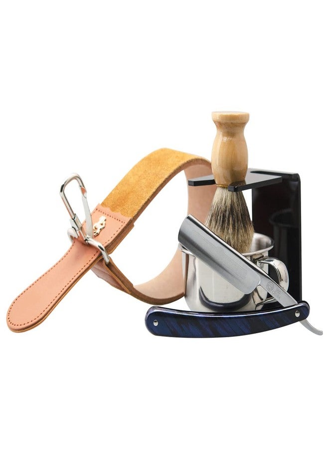 Grandslam Shaving Straight Razor Kit, Steel Cutthroat Straight Razor With Leather Strop, Sharp, Pure Badger Hair Shaving Brush with Wooden Handle,Shaving Bowl,Soap and Stand, Gift for Men - Image 1
