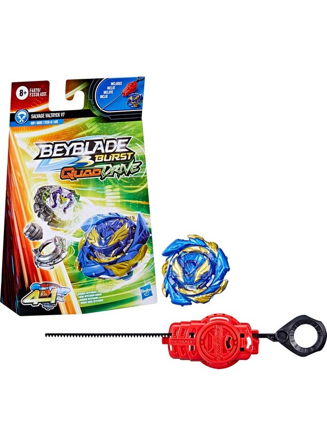 بي بليد مجموعة ألعاب Beyblade Spinning Top Starter Pack من Burst Quaddrive Salvage Valtryek V7، لعبة Beyblade Battling Game Top مع قاذف للأطفال بعمر 8 سنوات فما فوق، لعبة Beyblade الأصلية من Hasbro - Image 1