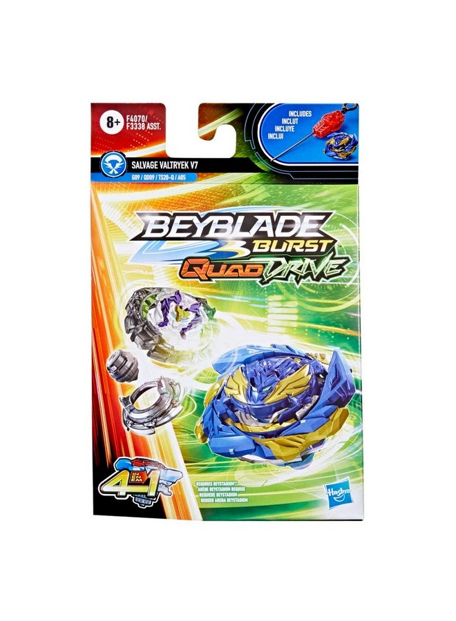 بي بليد مجموعة ألعاب Beyblade Spinning Top Starter Pack من Burst Quaddrive Salvage Valtryek V7، لعبة Beyblade Battling Game Top مع قاذف للأطفال بعمر 8 سنوات فما فوق، لعبة Beyblade الأصلية من Hasbro - Image 3