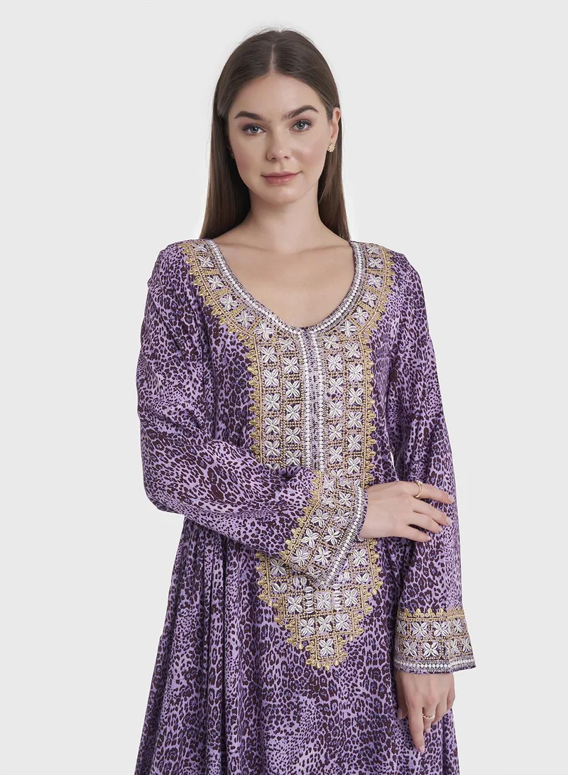 KASHKHA Rayon Animal Printed Jalabiya