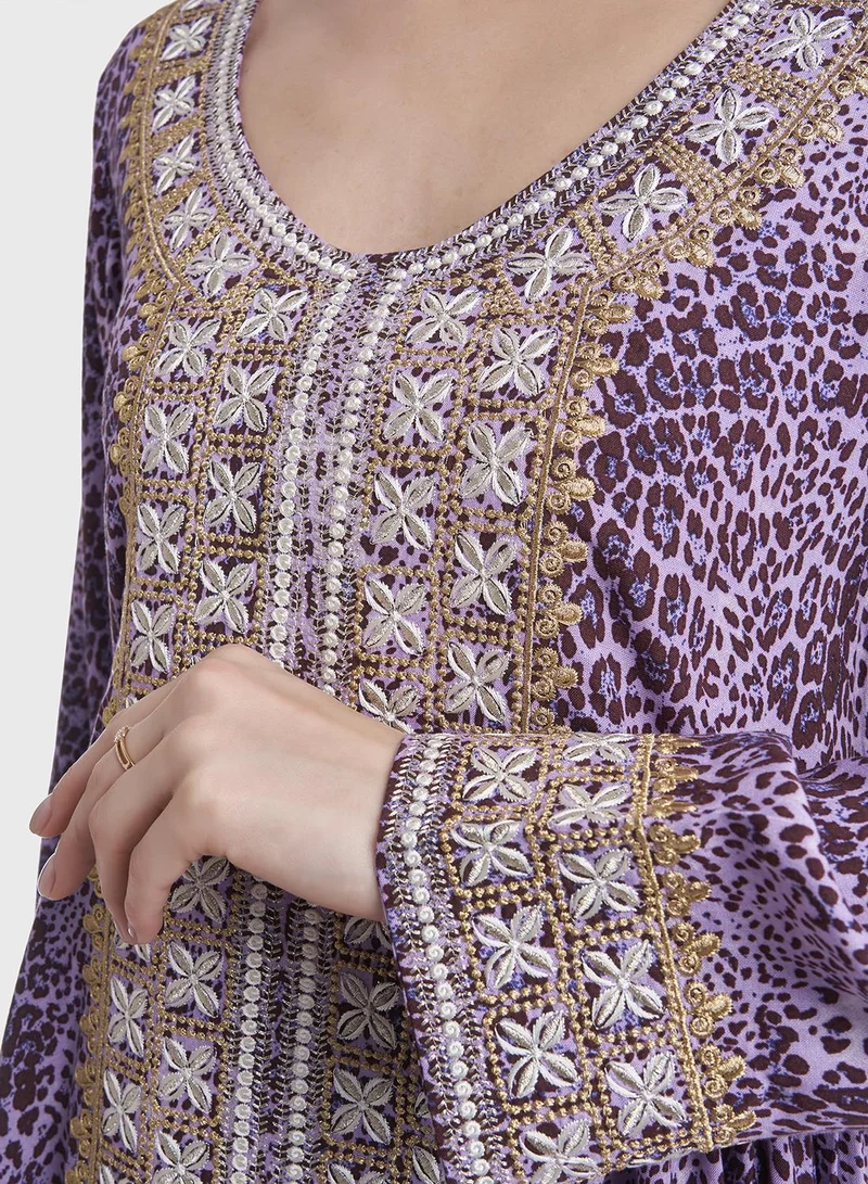 KASHKHA Rayon Animal Printed Jalabiya