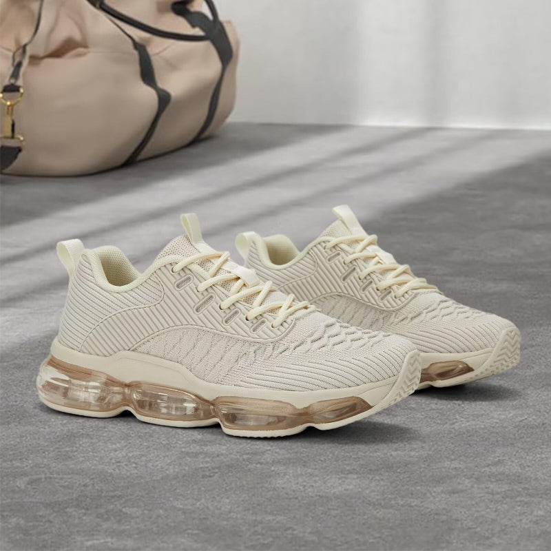 Luogoks Womens Walking Running Shoes Air Cushion Basketball Sneakers Fashion Tennis Breathable Sport Gym Fitness Cross Trainers Shoes Khaki - Image 3