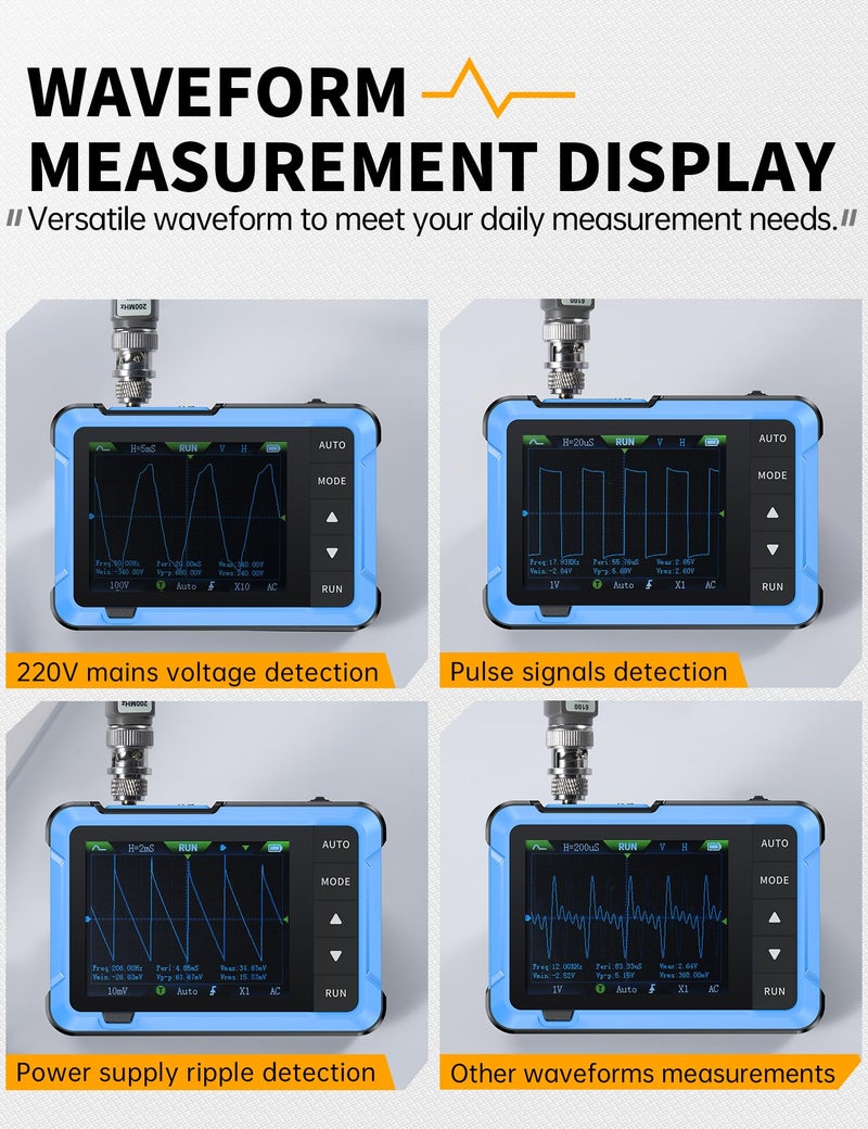 FNIRSI Oscilloscope DSO510 Handheld Digital Oscilloscope + Signal Generator 48MS/s 10MHz Compact Digital Portable Oscilloscope Multifunction Signal Generator - Image 3