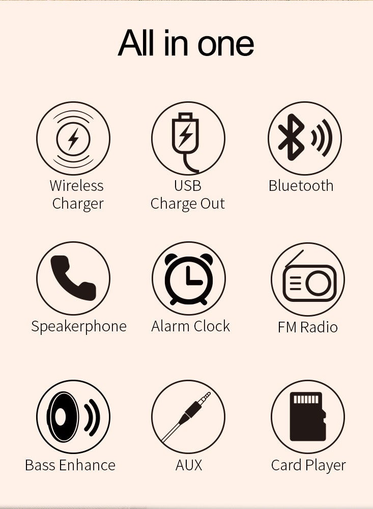 Wireless Charger  Bluetooth Speaker Clock LED Alarm Clock Sound - Image 4