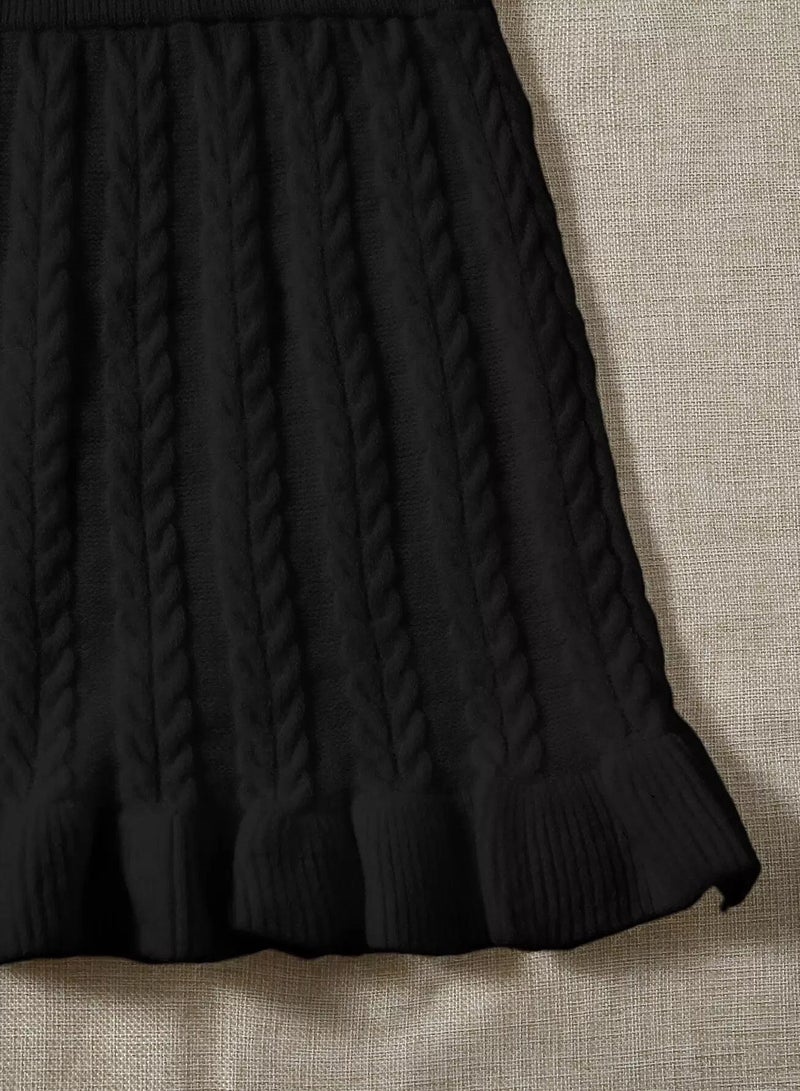 Ruffle Hem Cable Knit Skirt - Image 4