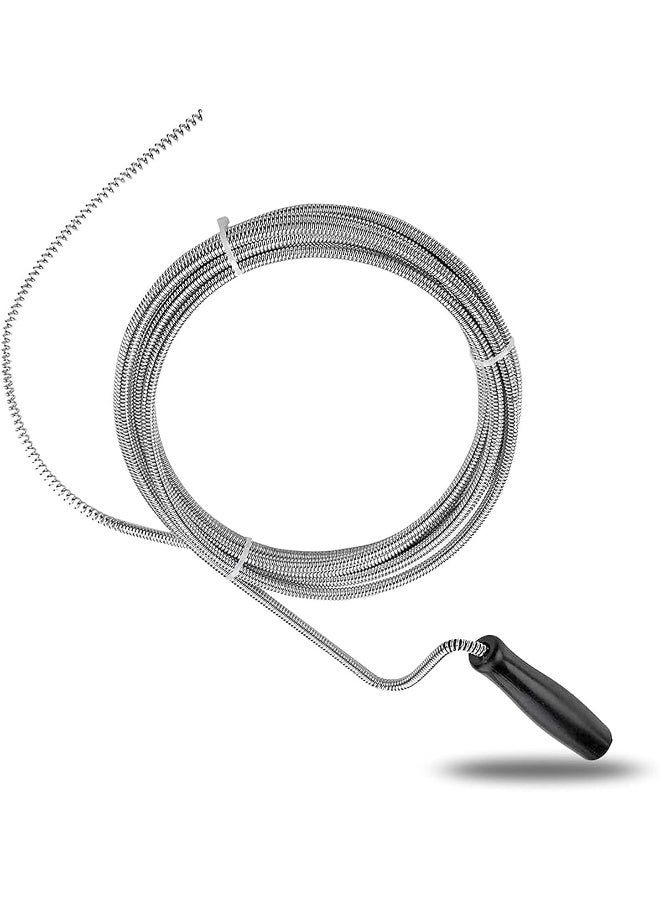 MOMENT أداة إزالة انسداد المجاري 5 متر ثعبان سباكة معدني مرن، أداة تنظيف المجاري ثعبان سلكي و سلك نابض لتنظيف الأنابيب - أداة إزالة انسداد المجاري للأحواض، المغاسل، الدش، والأحواض. - Image 1