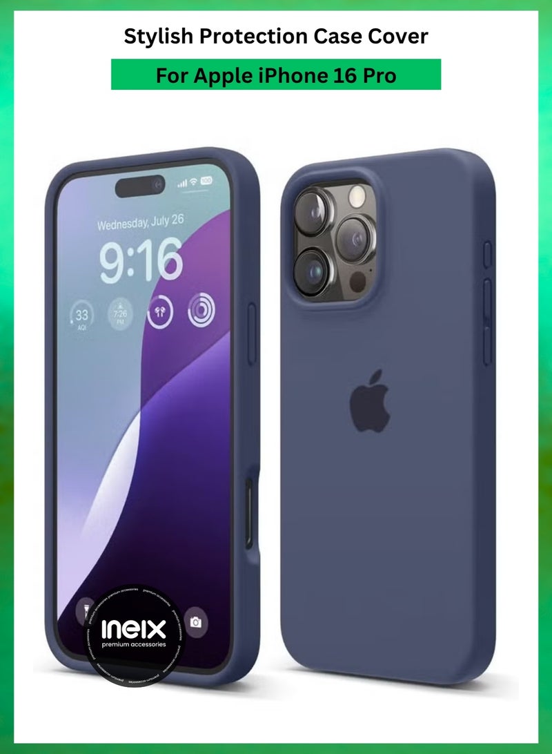 INEIX Apple iPhone 16 Pro Premium Case | Premium Silicone Case Cover Designed for Apple iPhone 16 Pro | Apple iPhone 16 Pro Case Camera and Drop Protection Thin Protective Back Cover Case for Apple iPhone 16 Pro-Dark Blue - Image 1
