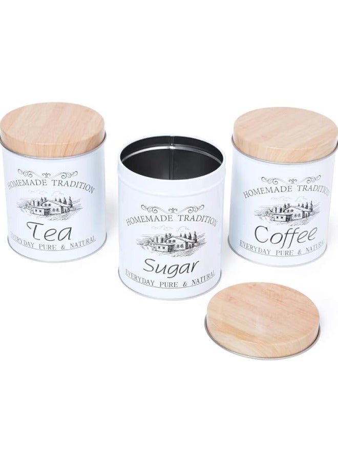 Classic Design Storage Canisters Set – 3 Pieces for Sugar, Coffee & Tea – Approx. 1L Capacity – Elegant White Color - Image 3