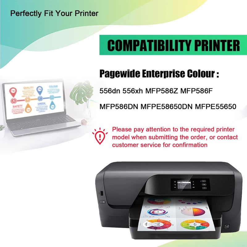 Cyan Ink Cartridge Replacement Compatible For PageWide Enterprise 556 586 Printers - Image 3