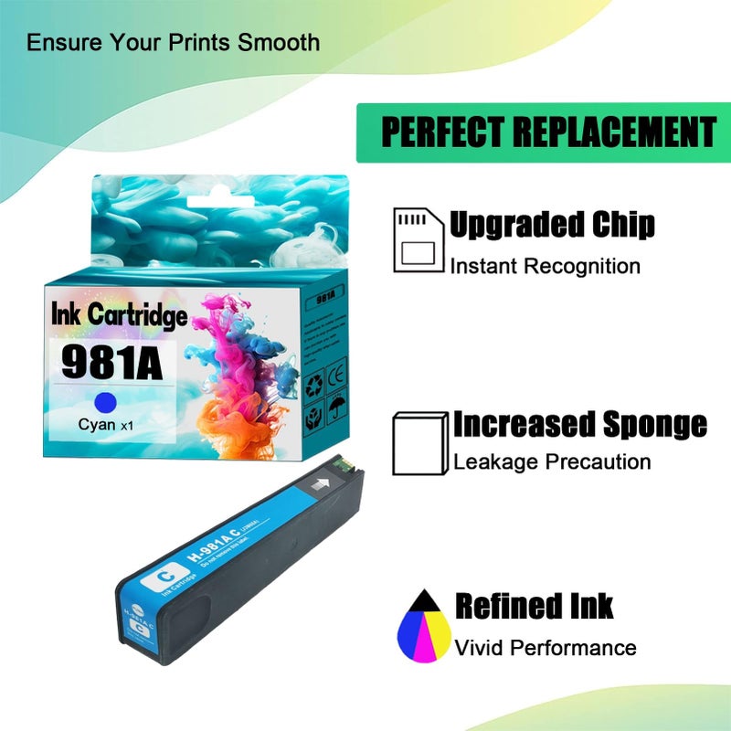 Cyan Ink Cartridge Replacement Compatible For PageWide Enterprise 556 586 Printers - Image 5