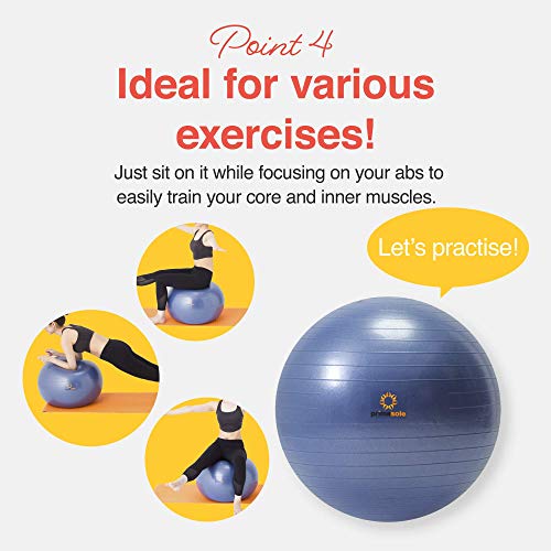 PRIMASOLE Exercise Ball for Balance Stability Fitness Workout Yoga Pilates at Home Office & Gym 75cm Indigo Blue - Image 5